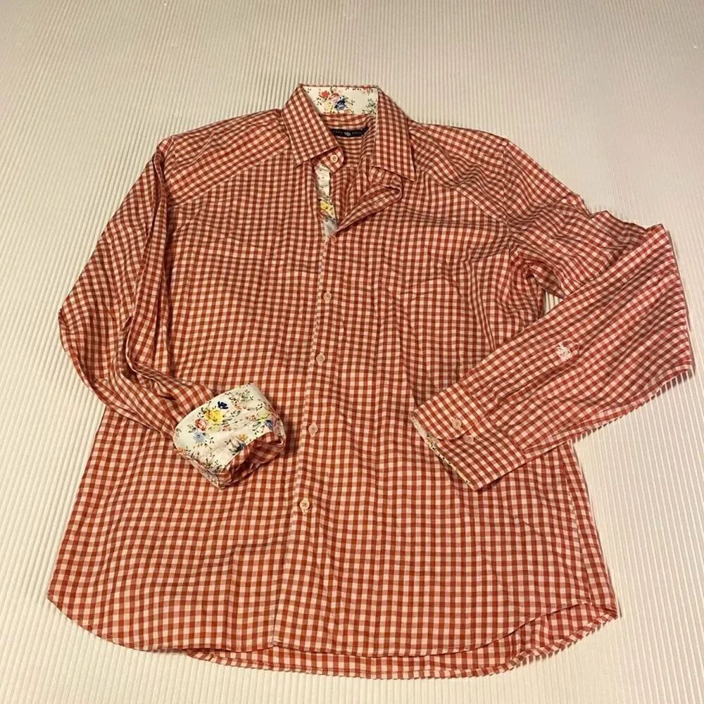 Stone Rose Gingham  Floral Print Button Down Size 4